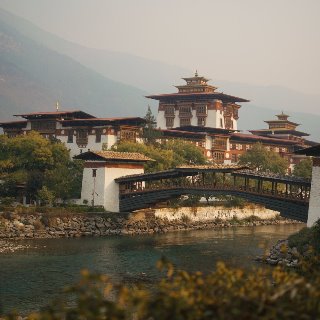 view of lodge with suspension bridge