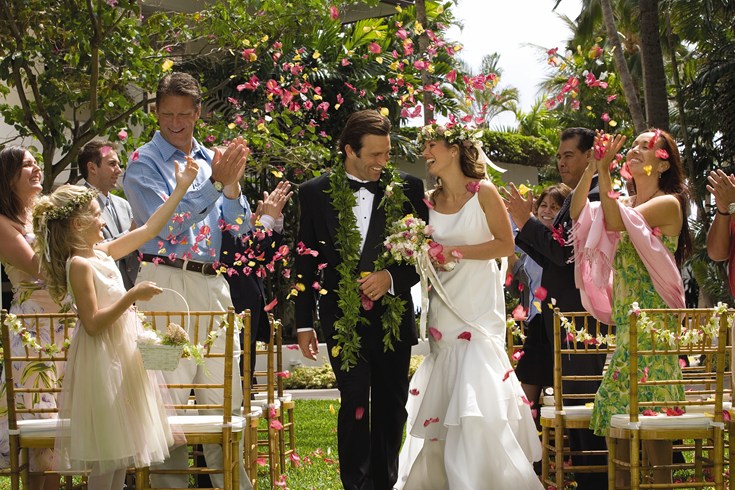 Outdoor courtyard wedding