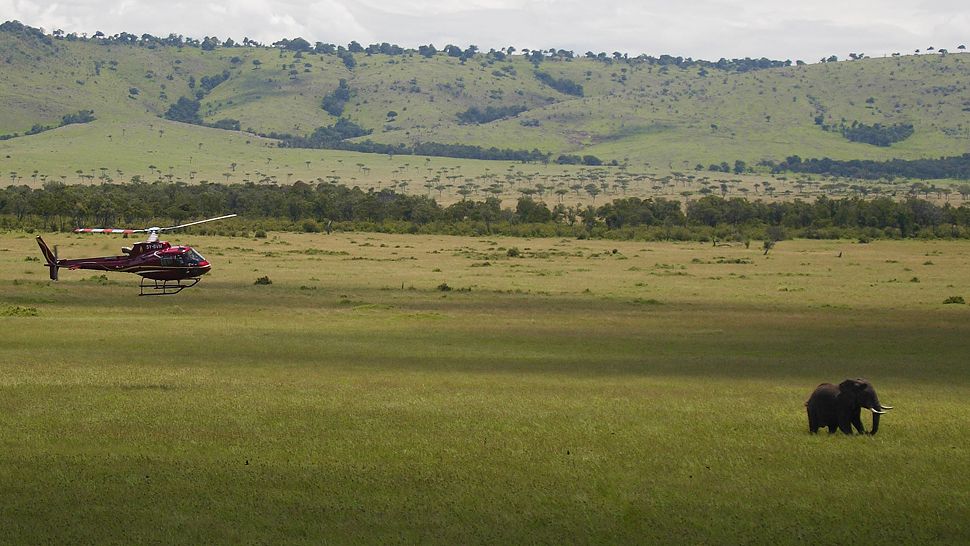Helicopter flights over the savannah grasslands